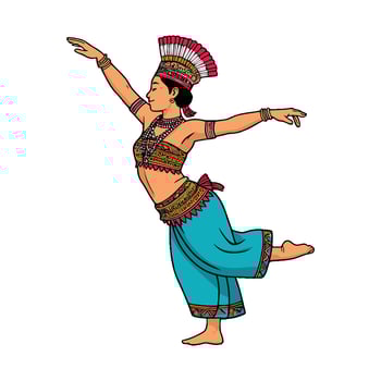 A cartoon woman in indian costume dancing vector