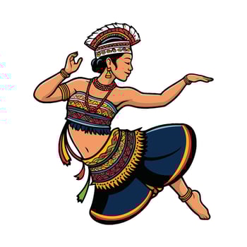 A woman in traditional clothing dancing vector