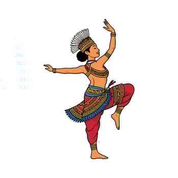A woman in indian costume is dancing vector