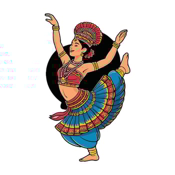Indian woman dancer in traditional dress illustration vector