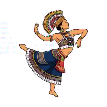 A woman in indian costume dancing vector