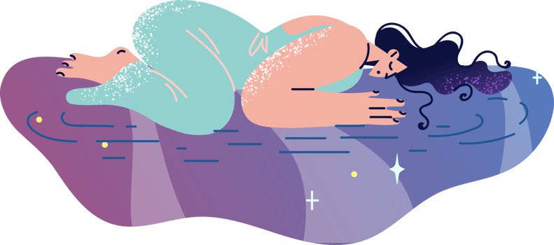 Woman dressed in party dress lies on ground under starry sky in time depression and melancholy. Woman victim crime or violence suffering from post-traumatic stress disorder and needs help psychologist png