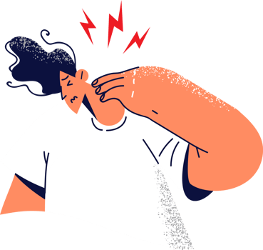 Man suffers from sharp pain in neck after long sedentary job needs trip to osteopath or masseur. Guy is experiencing problems with health of spine leading to pain in neck due to accident and injury png
