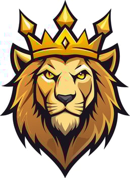 Lion head with crown on its head vector