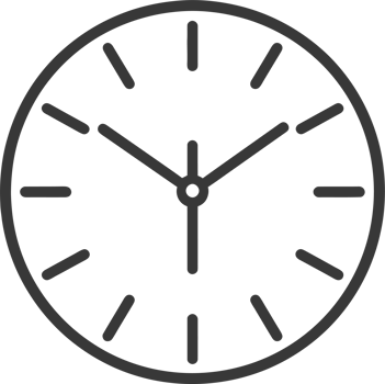 Simple Black and White Line Drawing of a Clock Face png