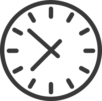 Simple Black and White Outline Clock Icon png