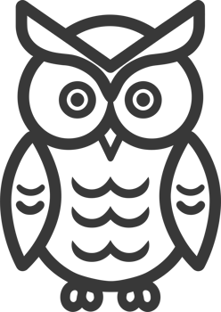 Simple Black and White Line Drawing of an Owl png