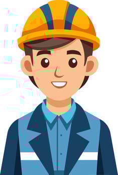 A cartoon man in a hard hat vector