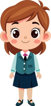 A cartoon girl in school uniform vector