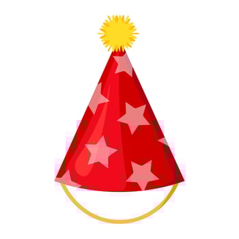 Holiday Red Cone Shaped Cap Decorated Icon vector