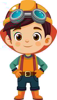 A cartoon boy wearing a hard hat and goggles vector