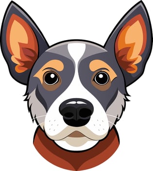 A cartoon dog with big ears and a collar vector