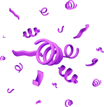 3d set of purple spiral confetti png