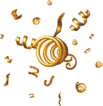 3d gold spiral confetti collection png