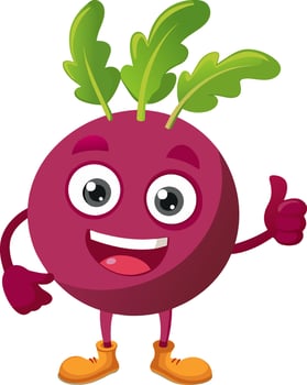 A cartoon beet character giving a thumbs up vector