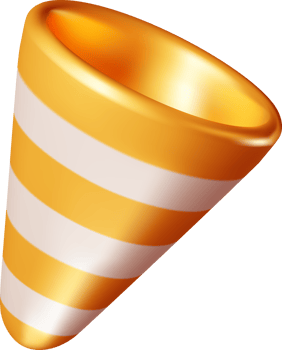 3D Gold Empty Party Popper png