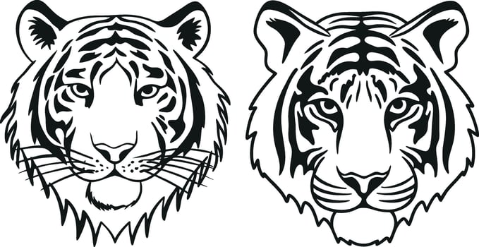 tiger head silhouette illustration vector
