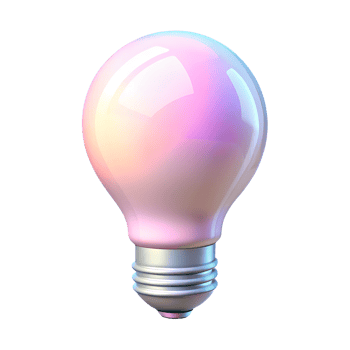 Iridescent light bulb 3d illustration isolated on the transparent background png