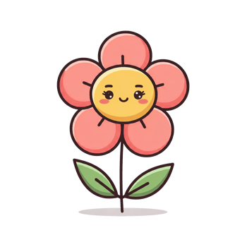 Cheerful cartoon flower with a smiley face on transparent background png