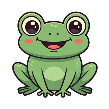 A cartoon frog with big eyes and a smile png