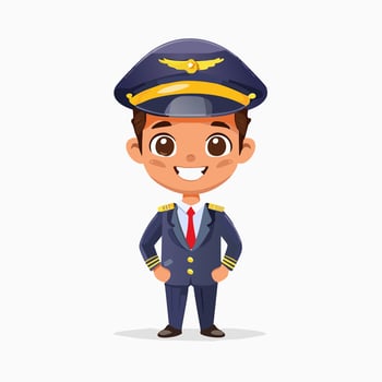 Pilot Cute Work Job Profession Professional Occupation Cartoon Character vector