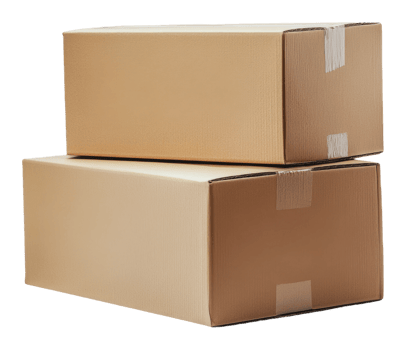 Two stacked cardboard boxes ready for shipping png