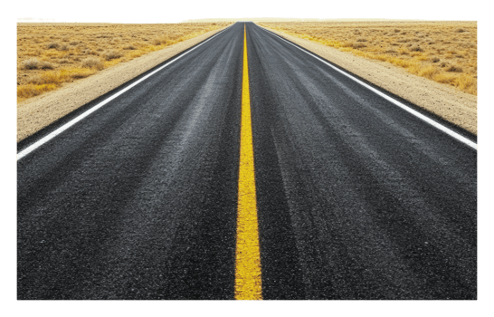 Open highway stretching through a desert landscape png