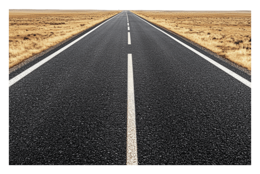 Long empty road stretches across vast landscape png