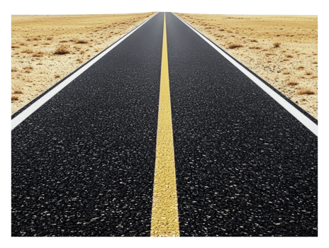 Long road stretches through arid desert landscape png