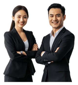 Confident business partners posing together png