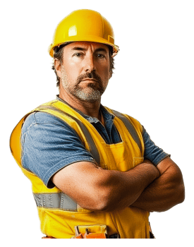 Safety-clad worker with crossed arms png