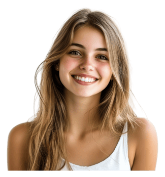 Young woman smiles in natural light png