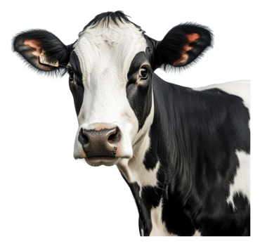 A close-up view of a curious Holstein calf png