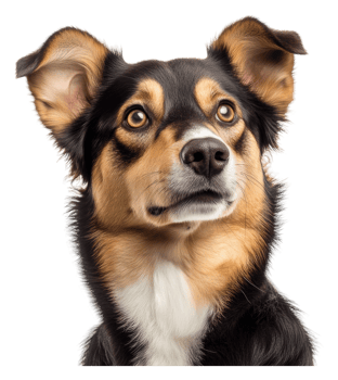 Cute dog with expressive eyes looking thoughtfully png