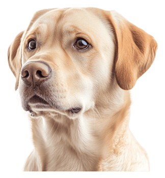 Thoughtful golden Labrador portrait png