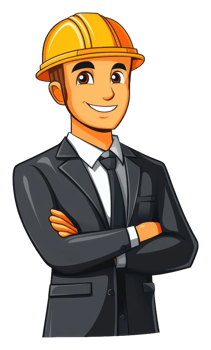 Construction manager in suit and hard hat png