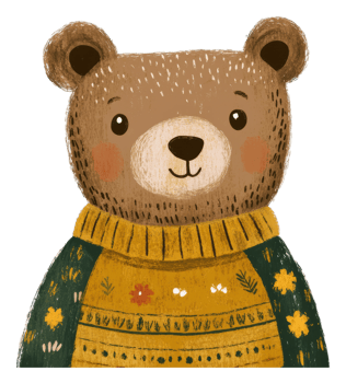 Cozy sweater bear illustration png