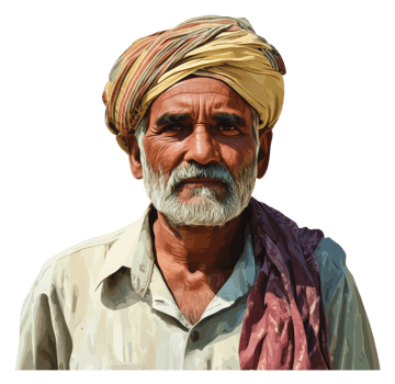 Elderly man in traditional attire outside png