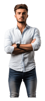 Young man confidently posing in casual attire png