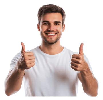 Young man smiles and thumbs up casually png