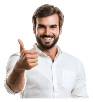 Cheerful young man giving a thumbs up with a smile png