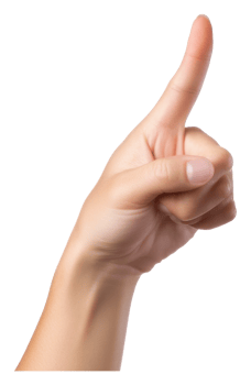 Hand raised with index finger pointing upwards png