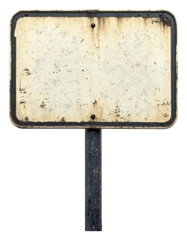 Empty weathered sign standing alone in a field png