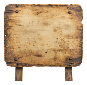 Rustic wooden signboard in an outdoor setting png