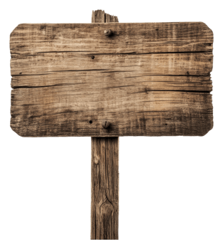 Rustic wooden sign on a post in natural setting png