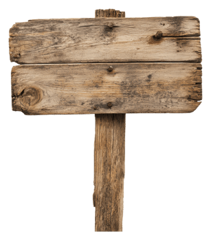 Weathered wooden signpost standing on its own png