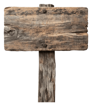Weathered wooden signpost in an outdoor setting png