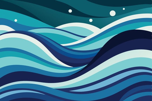Painting of a wave with the ocean in the background. vector