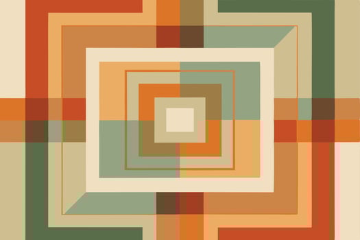 Abstract Geometric Artwork Nested Squares, Earthy Tones, Modern Design vector