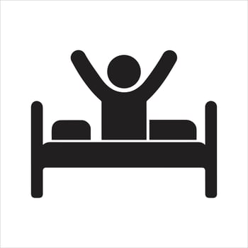 Tired man going to bed. Bed icon. Bedtim icon vector